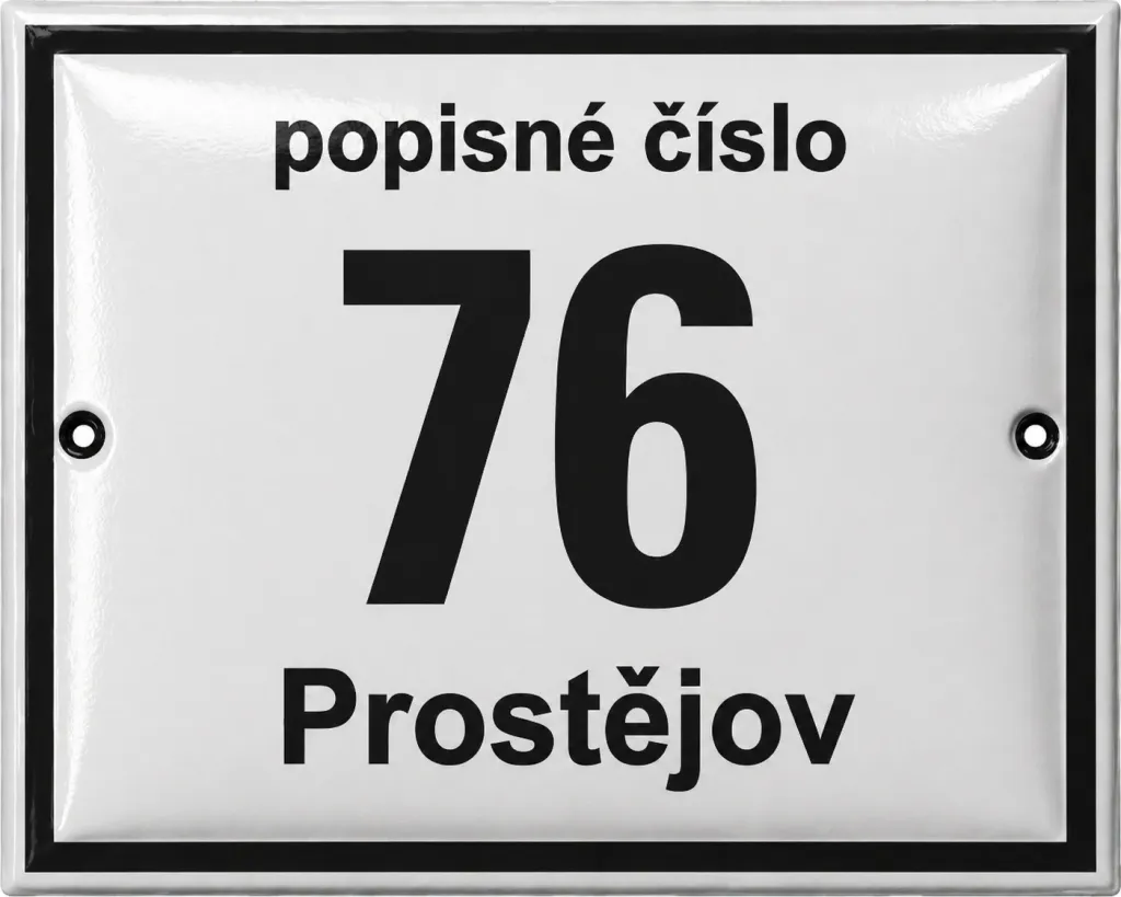 Smaltovaná domovní čísla popisná  města Prostějova. C.PV.1