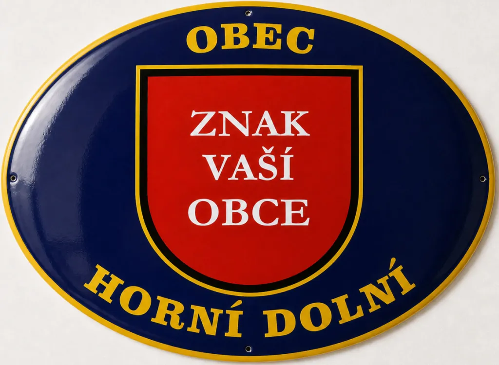 Smaltovaná cedule se znakem obce O13-obec 4