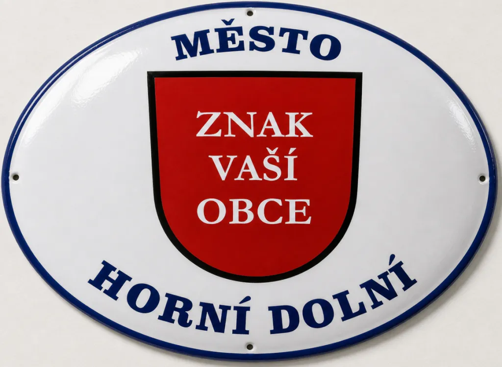 Smaltovaná cedule se znakem obce O13-obec 3