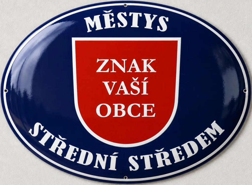 Smaltovaná cedule se znakem obce O13-obec 2