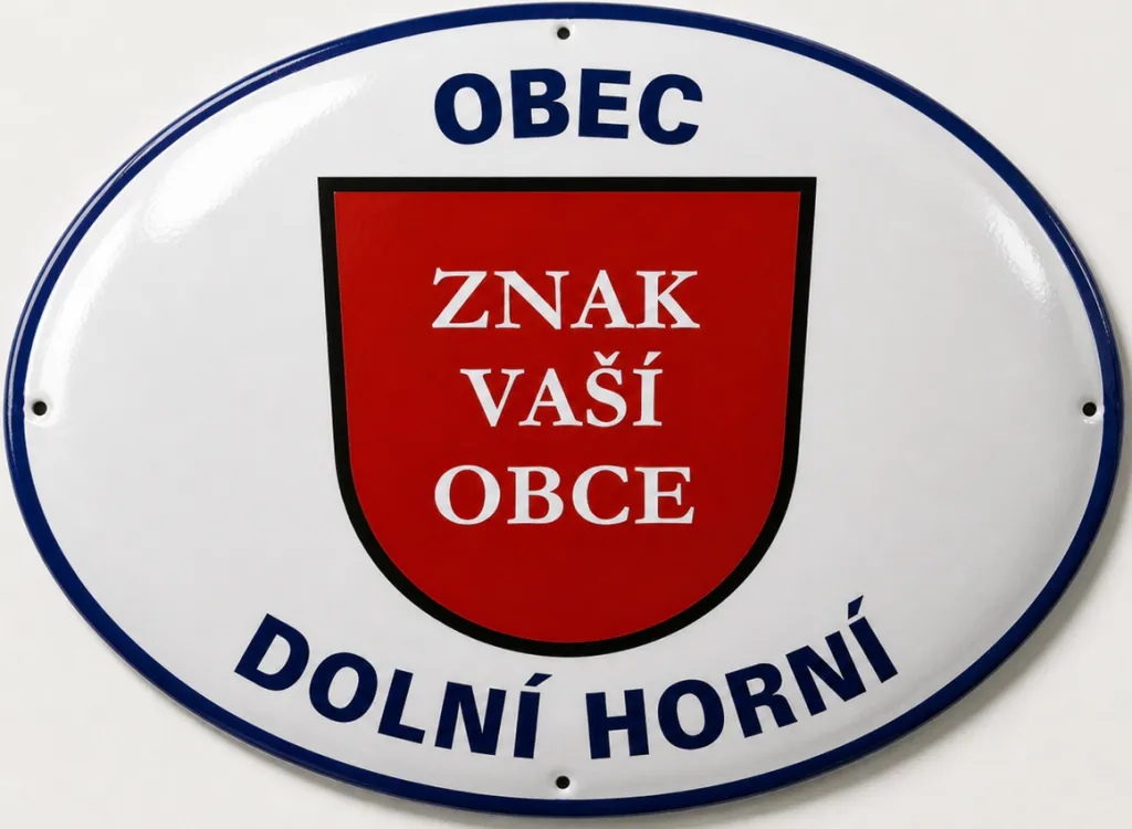Smaltovaná cedule se znakem obce O11-obec 1