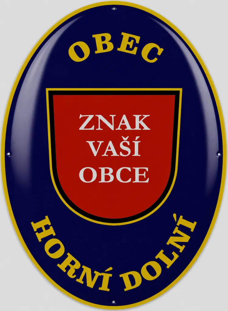 Smaltovaná cedule se znakem obce O12-obec 4