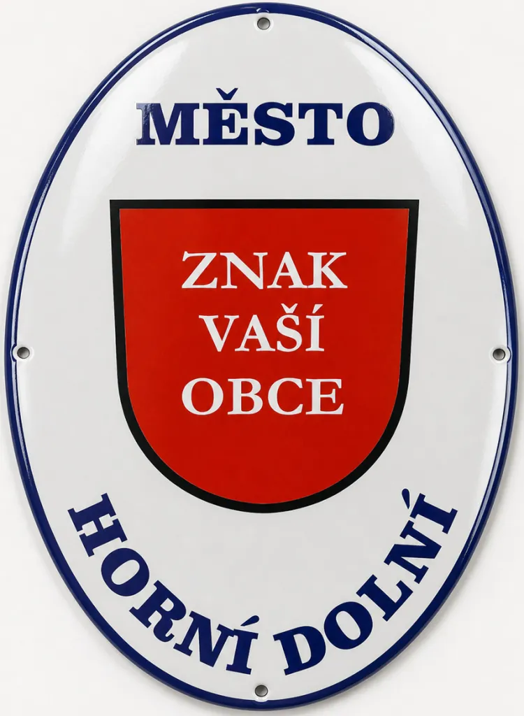 Smaltovaná cedule se znakem obce O10-obec 3