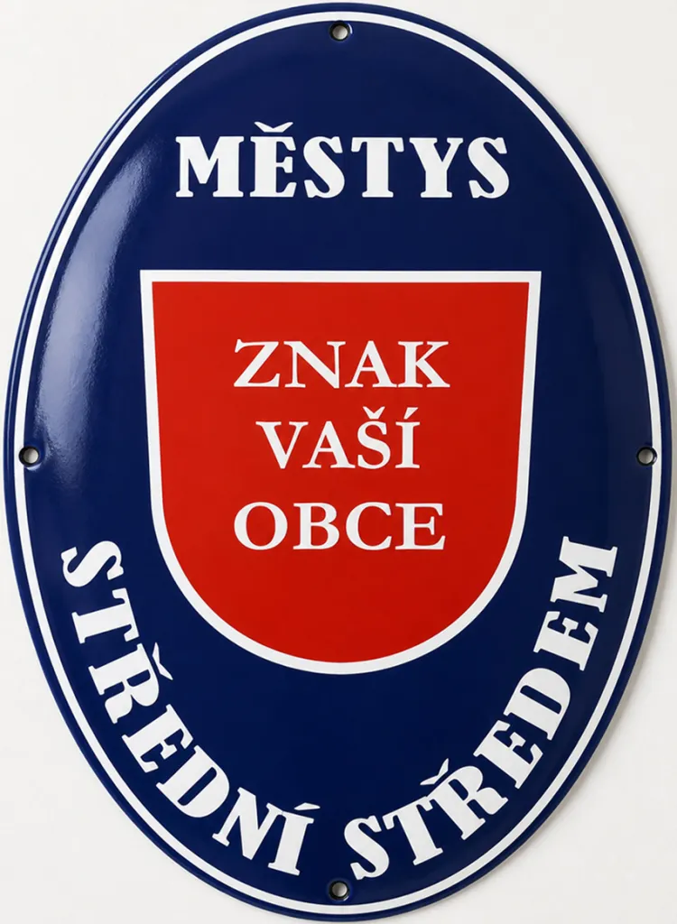 Smaltovaná cedule se znakem obce O10-obec 2