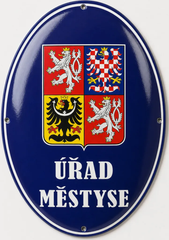 Smaltovaná cedule se státním znakem U10-urad 2