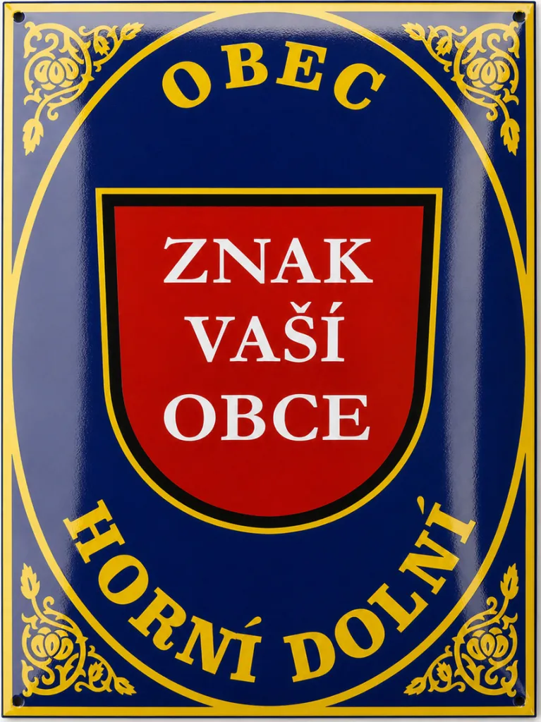 Smaltovaná cedule se znakem obce O7-obec 3