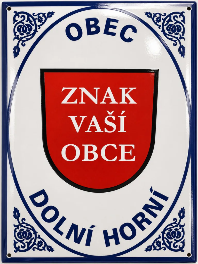 Smaltovaná cedule se znakem obce O7-obec 1
