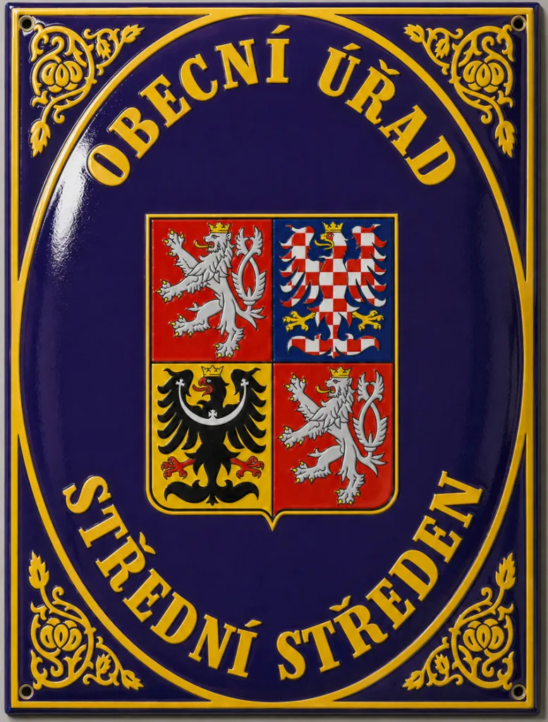 Smaltovaná cedule se státním znakem U7-urad 3