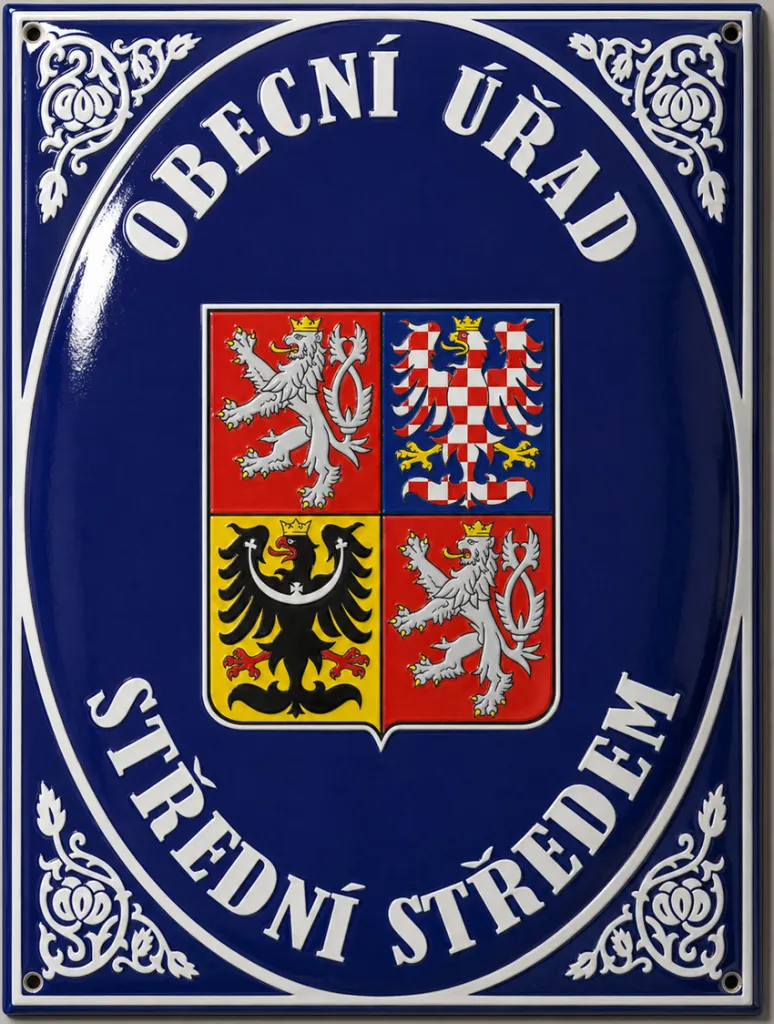 Smaltovaná cedule se státním znakem U7-urad 2