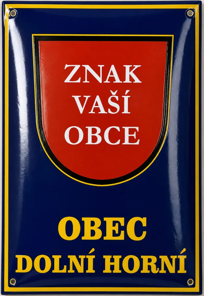 Smaltovaná cedule se znakem obce O6-urad 4