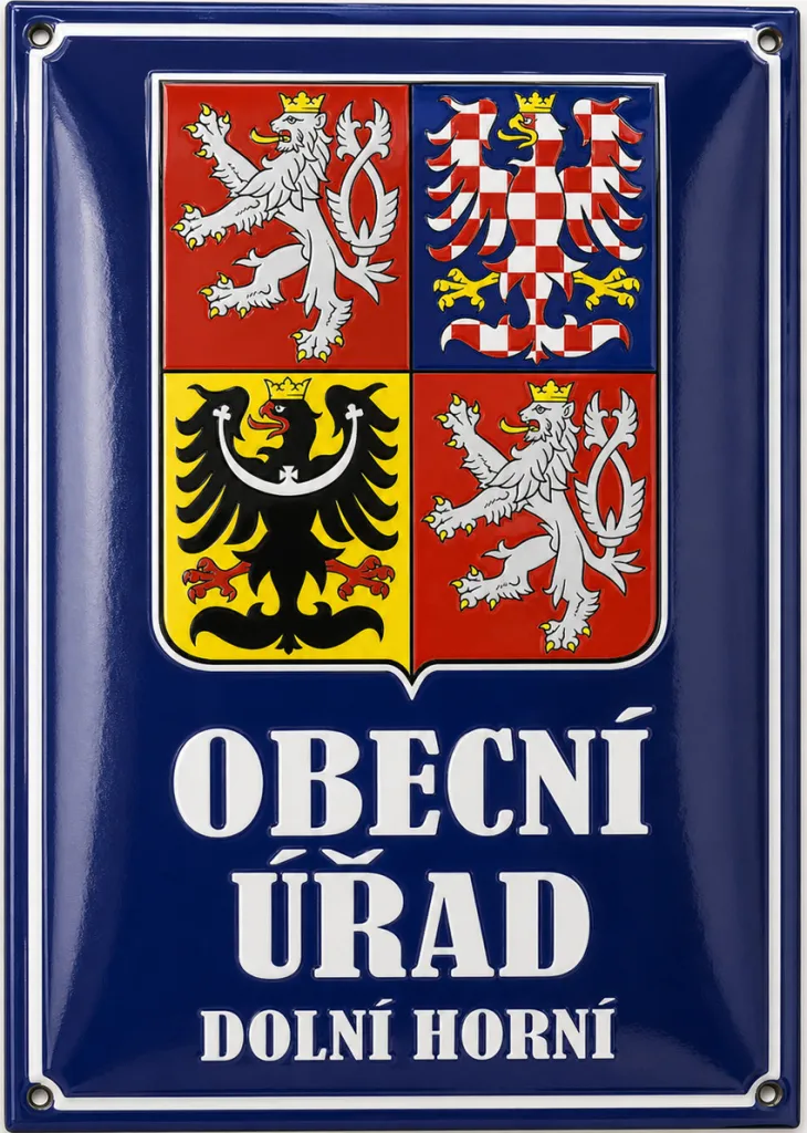 Smaltovaná cedule se státním znakem U6-urad 2