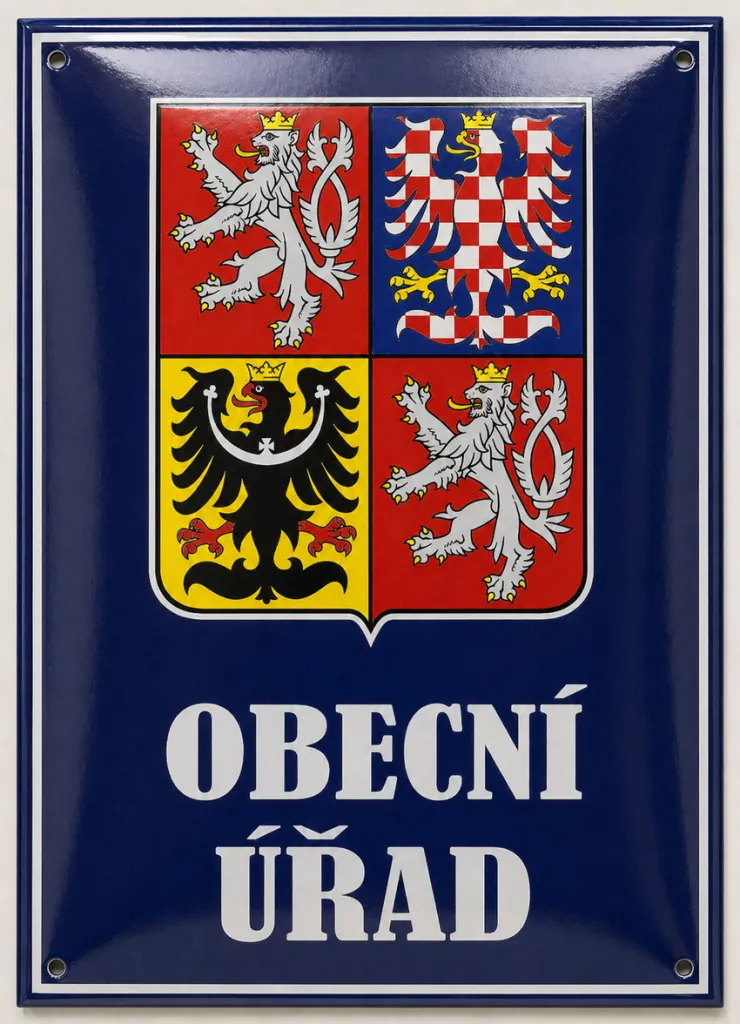 Smaltovaná cedule se státním znakem U5-urad 2