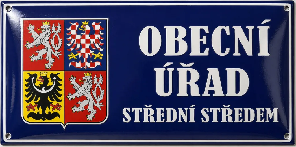 Smaltovaná cedule se státním znakem U4-urad 2