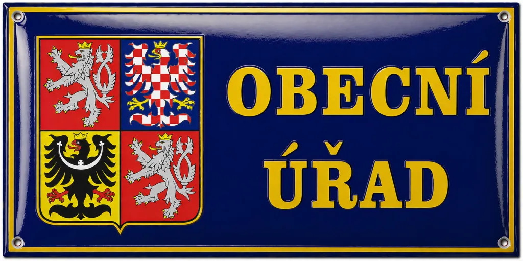 Smaltovaná cedule se státním znakem U3-urad 3