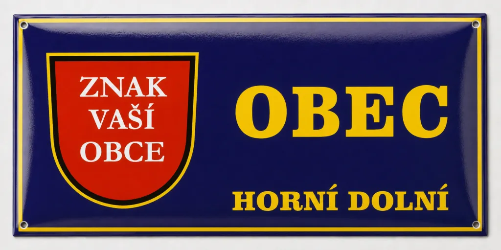 Smaltovaná cedule se znakem obce O4-obec 3