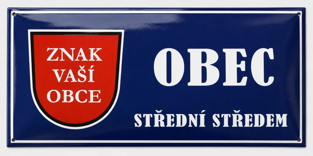 Smaltovaná cedule se znakem obce O4-obec 2