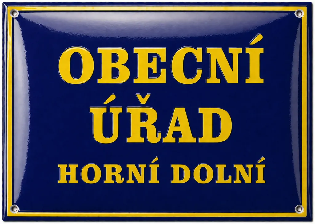 Smaltovaná cedule označující úřad U2-urad 4