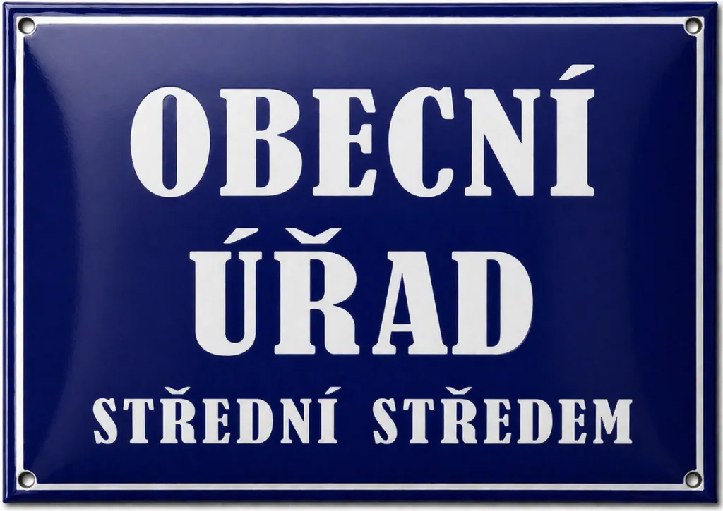 Smaltovaná cedule označující úřad U2-urad 2