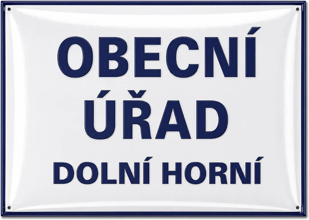 Smaltovaná cedule označující úřad U2-urad 1