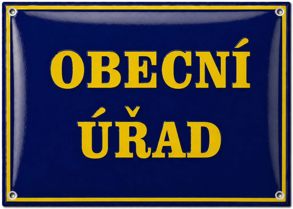 Smaltovaná cedule označující úřad U1-urad 4