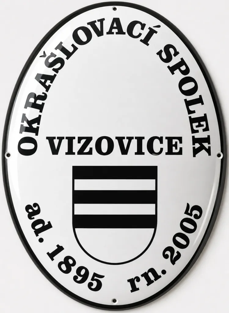 Smaltovaný ovál  okrašlovacího spolku O-istitut 21