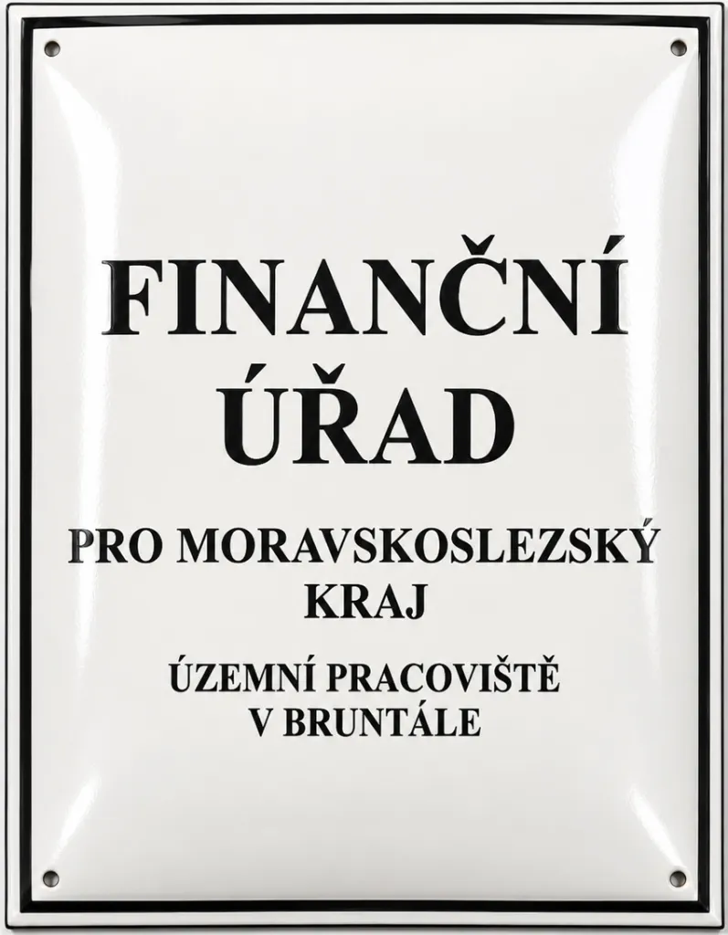 Smaltovaná cedule pro finanční úřad O-istitut 10