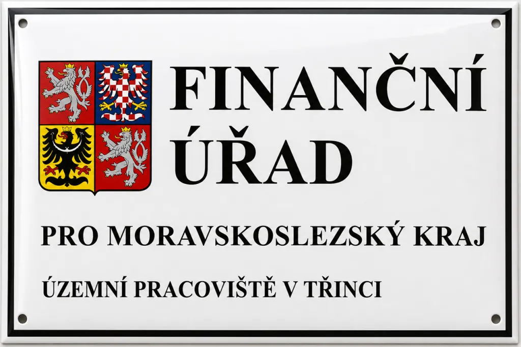 Smaltovaná cedule pro finanční úřad O-istitut 9