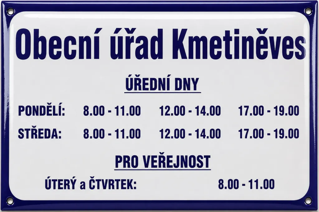 Smaltovaná cedule pro obecní úřad O-istitut 6