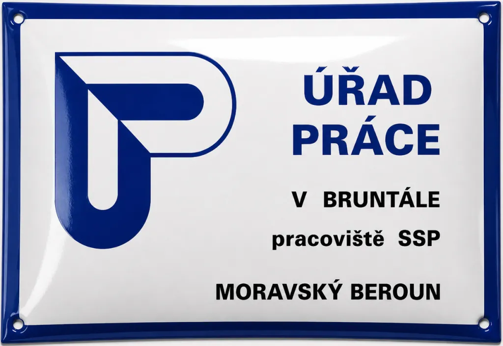 Smaltovaná cedule pro úřad práce O-istitut 4