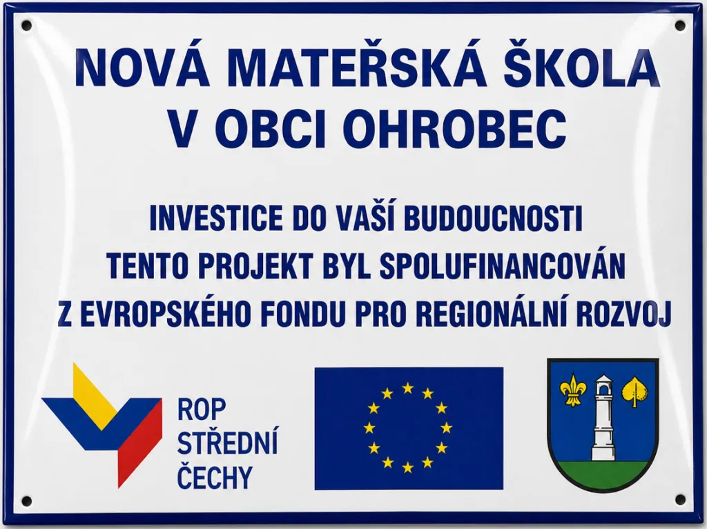 Smaltovaná cedule pro investiční projekt O-istitut 2