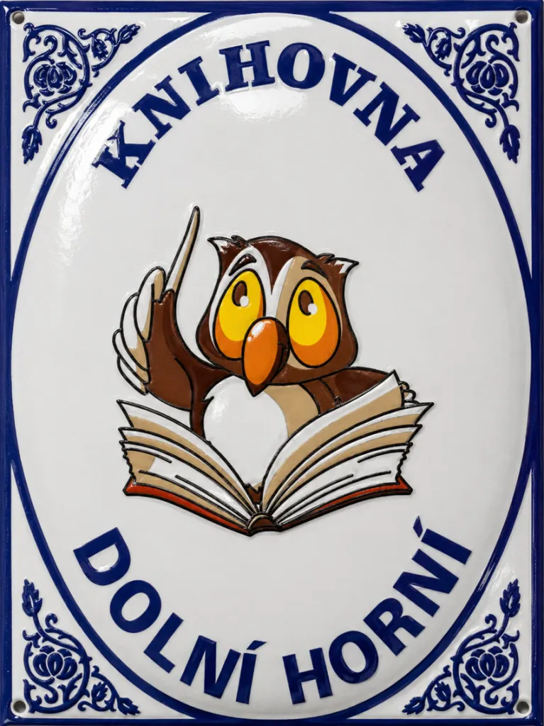 Smaltovaná cedule pro knihovnu K7-kniha 3