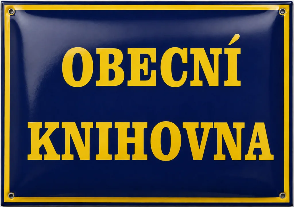 Smaltovaná cedule označující knihovnu K1-kniha 4