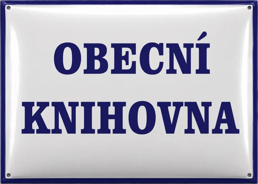 Smaltovaná cedule označující knihovnu K1-kniha 3