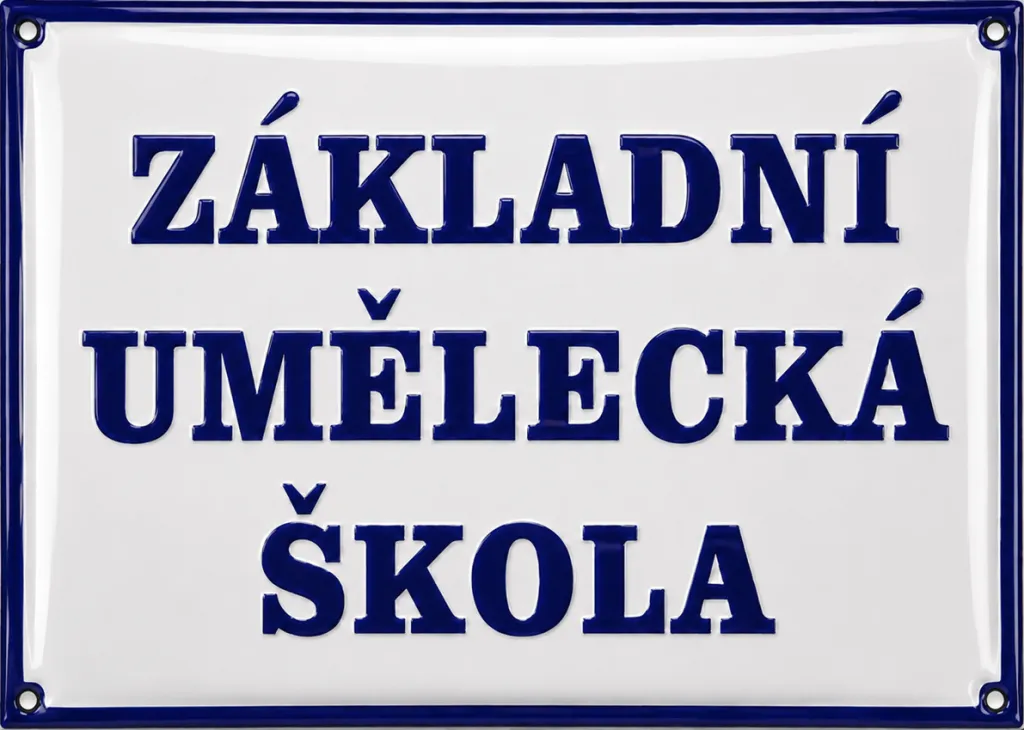Smaltovaná cedule pro uměleckou školu A1-skola 7