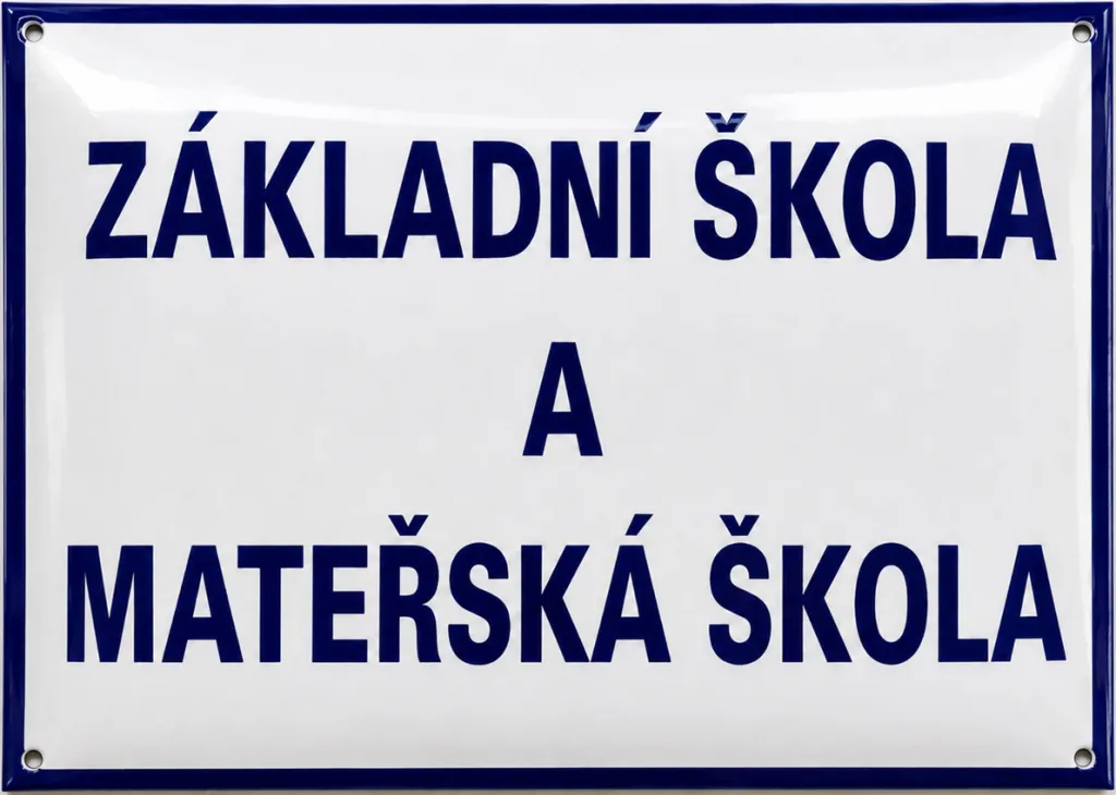 Smaltovaná cedule pro školu se školkou A2-skola 1
