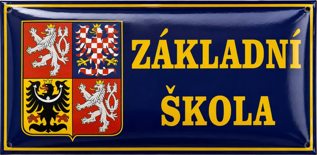Smaltovaná cedule pro školu se státním znakem A3-skola 3