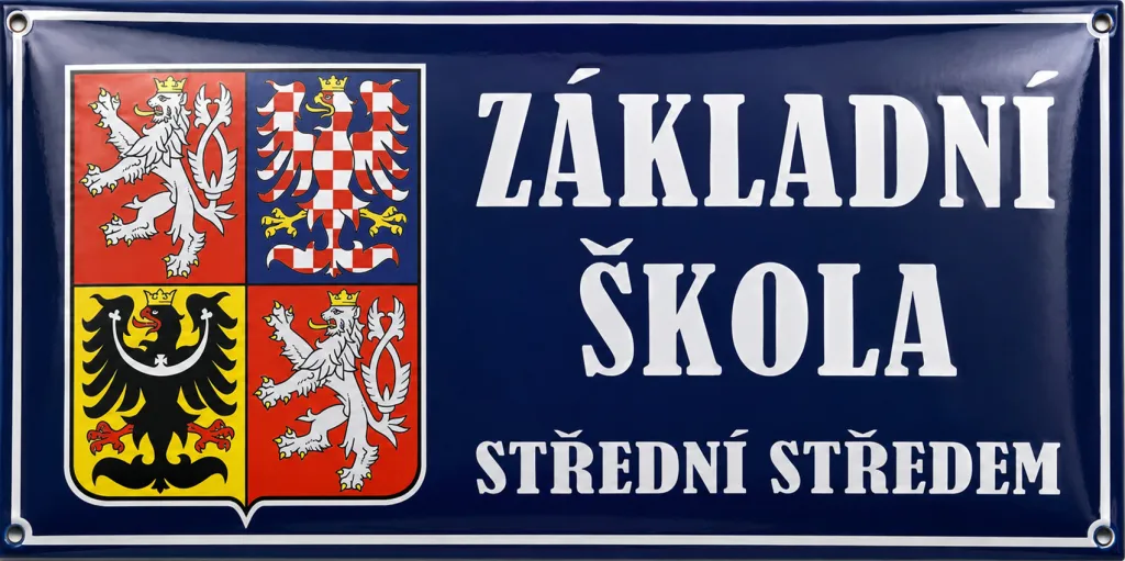 Smaltovaná cedule pro školu se státním znakem A4-skola 2