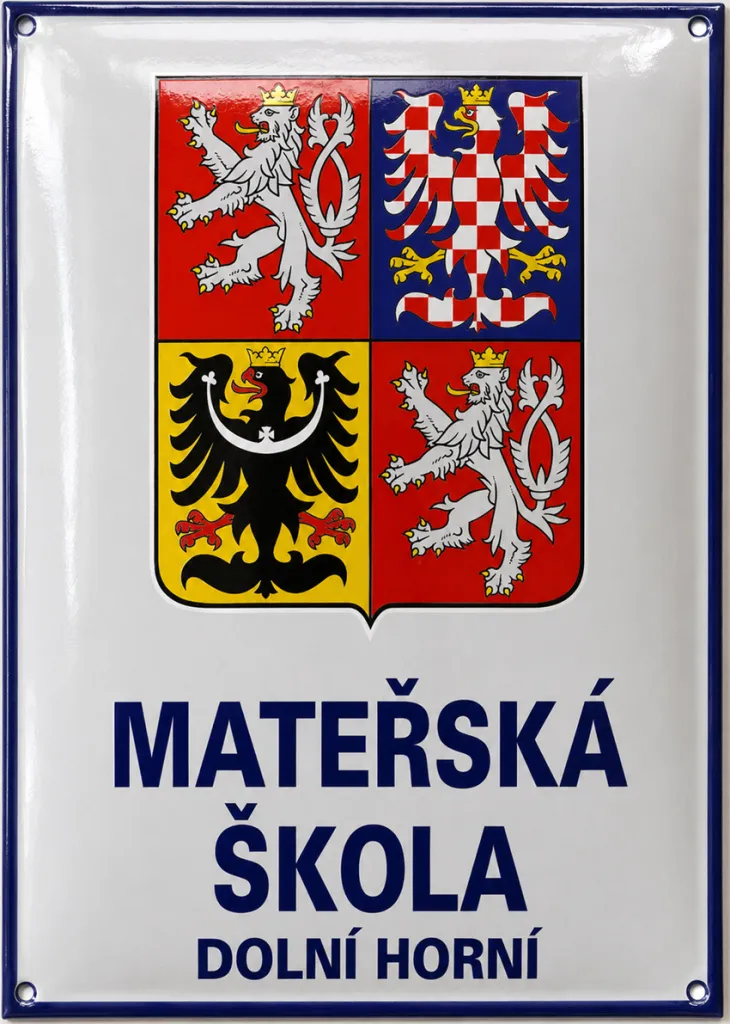 Smaltovaná cedule pro školu se státním znakem A5-skola 5