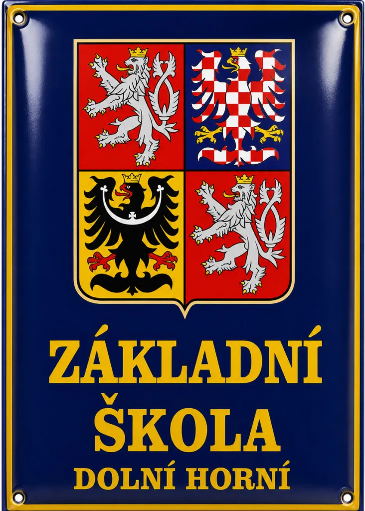 Smaltovaná cedule pro školu se státním znakem A5-skola 8