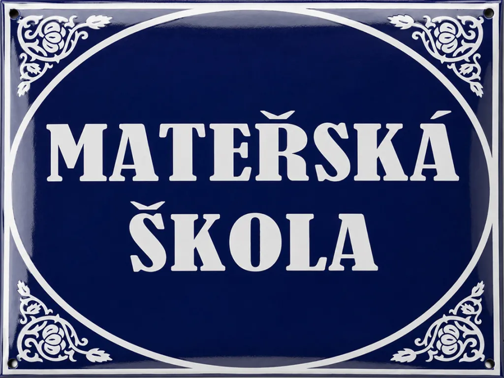 Smaltovaná cedule pro školu v ozdobném rámečku A8-skola 2