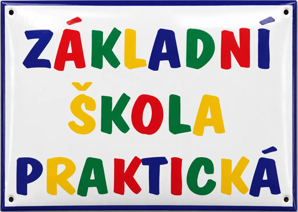 Smaltovaná cedule pro školu se super grafikou Školka 1