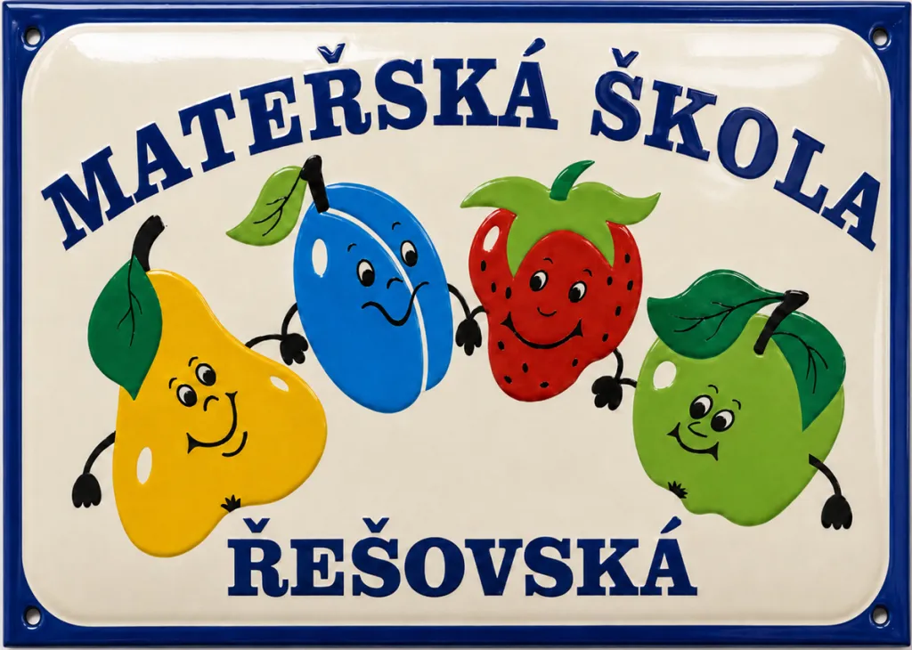 Smaltovaná cedule pro školku se super grafikou Školka 4