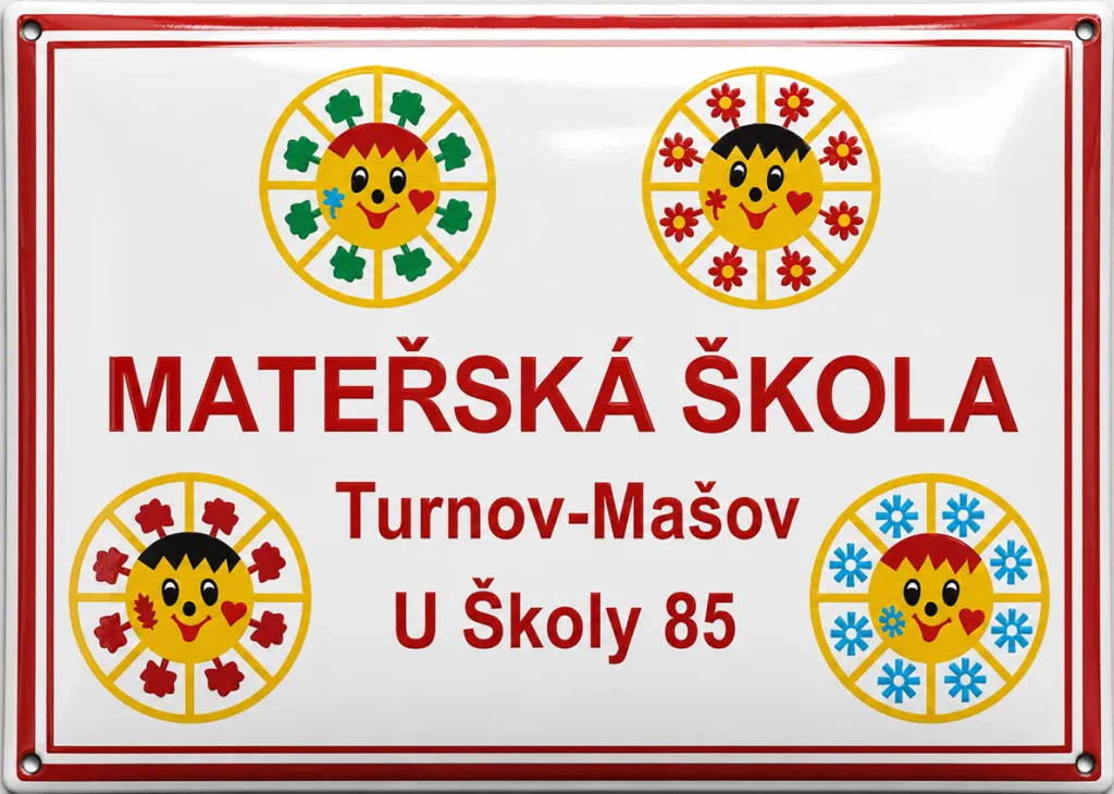 Smaltovaná cedule pro školku se super grafikou Školka 5