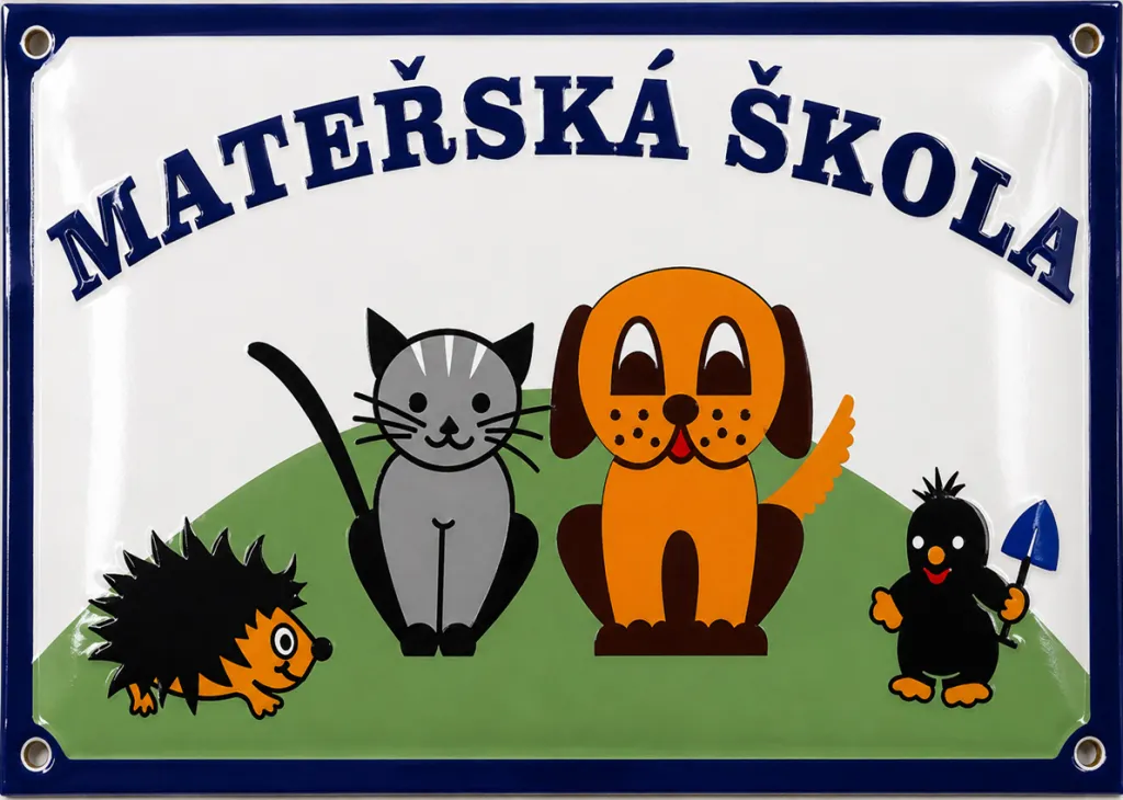 Smaltovaná cedule pro školku se super grafikou Školka 9