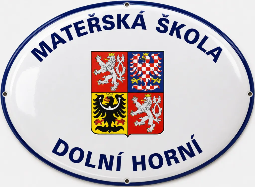Smaltovaná cedule pro školu (školku) v oválu A13-skola 1