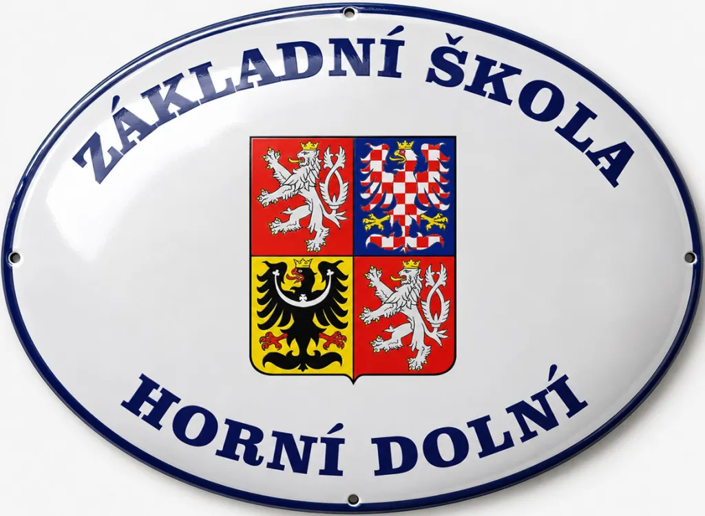 Smaltovaná cedule pro školu (školku) v oválu A13-skola 3