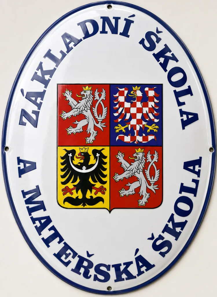 Smaltovaná cedule pro školu (školku) v oválu A14-skola 3