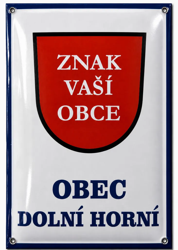 Smaltovaná cedule se znakem obce O6-urad 3
