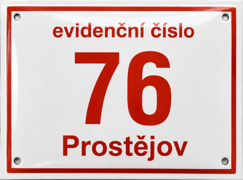 Smaltované domovní číslo Prostějov. C.PV.3