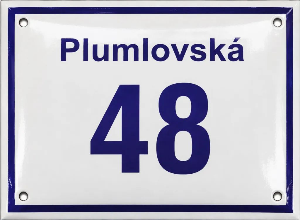Smaltované domovní číslo Prostějov. C.PV.2